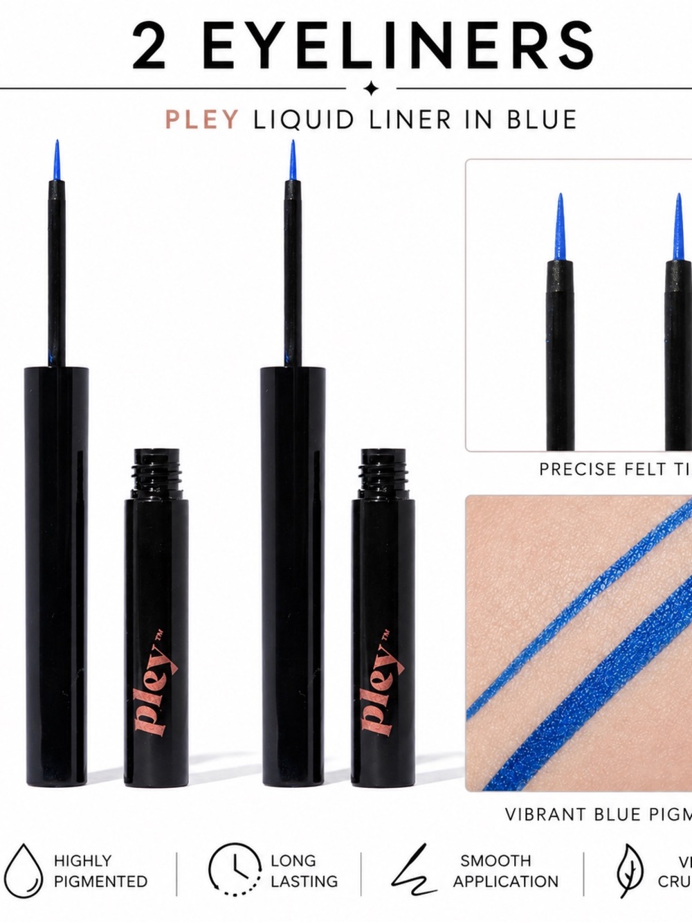 Pley Beauty Liquid Asset Foolproof Liquid Eyeliner Blue Hue Precise Felt Tip -2